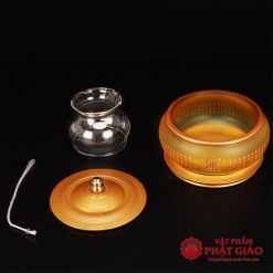 Đèn Dầu Lưu Ly Khắc Chữ Phật Tâm Kinh Chìm, Cao 15cm 7 den dau luu ly khac tam kinh chim cao 15cm vat pham phat giao la boi 4