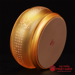 Đèn Dầu Lưu Ly Khắc Chữ Phật Tâm Kinh Chìm, Cao 15cm 4 den dau luu ly khac tam kinh chim cao 15cm vat pham phat giao la boi 7