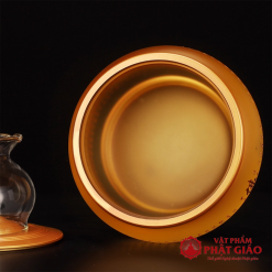 Đèn Dầu Lưu Ly Khắc Chữ Phật Tâm Kinh Chìm, Cao 15cm 2 den dau luu ly khac tam kinh chim cao 15cm vat pham phat giao la boi 9