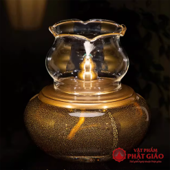 Đèn Dầu Lưu Ly Kim Ngọc Màu Hổ Phách, Cao 13.5cm, 15.5cm 6 den dau luu ly kim ngoc mau ho phach cao 13.5cm 15.5cm vat pham phat giao la boi 2