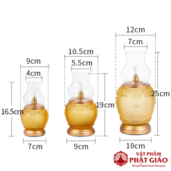 Đèn Dầu Lưu Ly Viền Hoa Bọc Đồng, Nhiều Kích Cỡ 1 den dau luu ly vien hoa boc dong nhieu kich co vat pham phat giao la boi 11