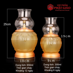 Đèn Dầu Lưu Ly Viền Hoa Bọc Đồng, Nhiều Kích Cỡ 9 den dau luu ly vien hoa boc dong nhieu kich co vat pham phat giao la boi 3
