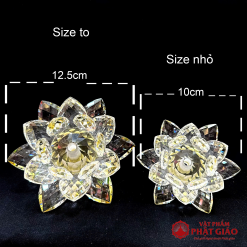 Đèn Dầu Pha Lê Hoa Sen Màu Trắng, In Chữ Phật Tâm Kinh Cao 14.5cm, 19cm 2 den dau pha le hoa sen mau trang in chu phat tam kinh cao 14.5cm 19cm vat pham phat giao la boi 6