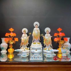 Đèn Dầu Sứ Trắng Sen Hồng Lá Xanh, Cao 15cm, 18cm 2 den dau su trang sen hong la xanh cao 15cm 18cm vat pham phat giao la boi 7