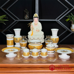 Đĩa Sứ Trắng Tâm Kinh Vàng Cao Cấp, Kích Thước 20cm, 23cm 2 dia su trang tam kinh vang cao cap vat pham phat giao la boi 5