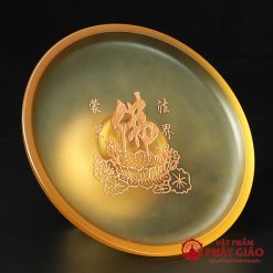 Đĩa Thờ Lưu Ly Khắc Chữ Phật Hoa Sen Cao Cấp, Nhiều Kích Thước 7 dia tho luu ly chu phat hoa sen cao cap vat pham phat giao la boi 3
