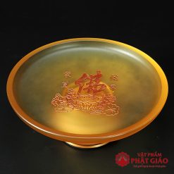 Đĩa Thờ Lưu Ly Khắc Chữ Phật Hoa Sen Cao Cấp, Nhiều Kích Thước 6 dia tho luu ly chu phat hoa sen cao cap vat pham phat giao la boi 4