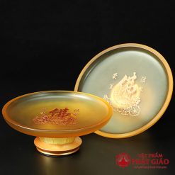 Đĩa Thờ Lưu Ly Khắc Chữ Phật Hoa Sen Cao Cấp, Nhiều Kích Thước 4 dia tho luu ly chu phat hoa sen cao cap vat pham phat giao la boi 6