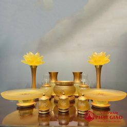 Đĩa Thờ Lưu Ly Khắc Chữ Phật Hoa Sen Cao Cấp, Nhiều Kích Thước 2 dia tho luu ly chu phat hoa sen cao cap vat pham phat giao la boi 8