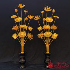 Đôi Lọ Hoa Sen Nhôm 13 Bông, Bình Sứ, Cao 1m2 6 doi hoa sen nhom 13 bong binh su cao 1m2 vat pham phat giao la boi 2
