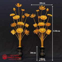 Đôi Lọ Hoa Sen Nhôm 13 Bông, Bình Sứ, Cao 1m2 1 doi hoa sen nhom 13 bong binh su cao 1m2 vat pham phat giao la boi 7