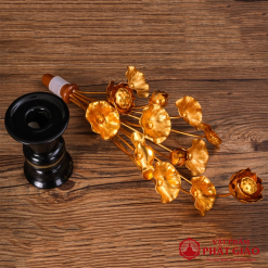 Đôi Hoa Sen Nhôm Vàng 13 Bông, Cao 40cm 3 doi hoa sen nhom vang 13 bong cao 40cm vat pham phat giao la boi 6