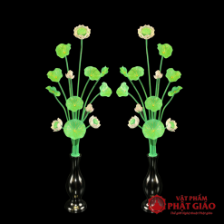 Đôi Hoa Sen Xanh 13 Bông Chất Liệu Nhôm Cao Cấp, Cao 40cm, 60cm 7 doi hoa sen xanh 13 bong chat lieu nhom cao cap cao 40cm 60cm vat pham phat giao la boi 2