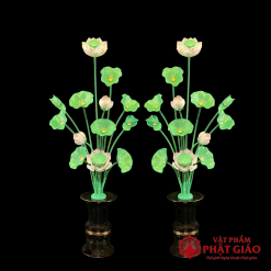 Đôi Hoa Sen Xanh 13 Bông Chất Liệu Nhôm Cao Cấp, Cao 40cm, 60cm 6 doi hoa sen xanh 13 bong chat lieu nhom cao cap cao 40cm 60cm vat pham phat giao la boi 3