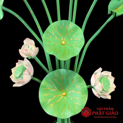 Đôi Hoa Sen Xanh 13 Bông Chất Liệu Nhôm Cao Cấp, Cao 40cm, 60cm 5 doi hoa sen xanh 13 bong chat lieu nhom cao cap cao 40cm 60cm vat pham phat giao la boi 4