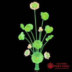 Đôi Hoa Sen Xanh 13 Bông Chất Liệu Nhôm Cao Cấp, Cao 40cm, 60cm 4 doi hoa sen xanh 13 bong chat lieu nhom cao cap cao 40cm 60cm vat pham phat giao la boi 5