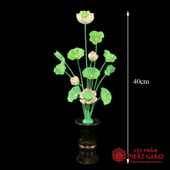 Đôi Hoa Sen Xanh 13 Bông Chất Liệu Nhôm Cao Cấp, Cao 40cm, 60cm 2 doi hoa sen xanh 13 bong chat lieu nhom cao cap cao 40cm 60cm vat pham phat giao la boi 7