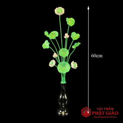 Đôi Hoa Sen Xanh 13 Bông Chất Liệu Nhôm Cao Cấp, Cao 40cm, 60cm 1 doi hoa sen xanh 13 bong chat lieu nhom cao cap cao 40cm 60cm vat pham phat giao la boi 8