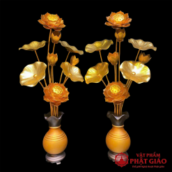 doi lo hoa sen de ban tho bang hop kim nhom 9 bong cao 82cm vat pham phat giao la boi 2