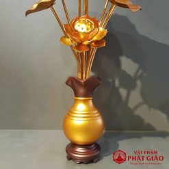 doi lo hoa sen de ban tho bang hop kim nhom 9 bong cao 82cm vat pham phat giao la boi 9