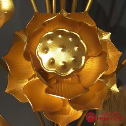 doi lo hoa sen tho phat 7 bong vang chat lieu nhom cao 60cm vat pham phat giao la boi 10