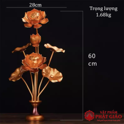 doi lo hoa sen tho phat 7 bong vang chat lieu nhom cao 60cm vat pham phat giao la boi 6