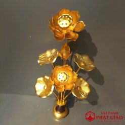 doi lo hoa sen tho phat 7 bong vang chat lieu nhom cao 60cm vat pham phat giao la boi 9