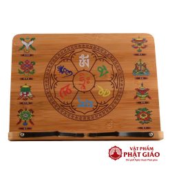 Kệ Tụng Kinh, Đọc Sách Bằng Tre Phong Cách Tây Tạng In Hình Bát Cát Tường, Kích Thước 28x21cm 5 ke tung kinh doc sach bang tre tay tang in hinh bat cat tuong vat pham phat giao la boi 3