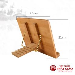 Kệ Tụng Kinh, Đọc Sách Bằng Tre Phong Cách Tây Tạng In Hình Bát Cát Tường, Kích Thước 28x21cm 2 ke tung kinh doc sach bang tre tay tang in hinh bat cat tuong vat pham phat giao la boi 6