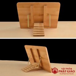 Kệ Tụng Kinh, Đọc Sách Bằng Tre Phong Cách Tây Tạng In Hình Bát Cát Tường, Kích Thước 28x21cm 1 ke tung kinh doc sach bang tre tay tang in hinh bat cat tuong vat pham phat giao la boi 7