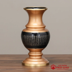 Lọ Hoa (Bình Bông) Thờ Cúng Bằng Đồng, In Chữ Phật Hoa Sen Và Tâm Kinh, Cao 20cm 4 lo hoa binh bong tho cung bang dong den in chu phat hoa sen tam kinh cao 20cm vat pham phat giao la boi 3