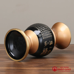 Lọ Hoa (Bình Bông) Thờ Cúng Bằng Đồng, In Chữ Phật Hoa Sen Và Tâm Kinh, Cao 20cm 3 lo hoa binh bong tho cung bang dong den in chu phat hoa sen tam kinh cao 20cm vat pham phat giao la boi 4