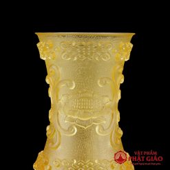 Lọ Hoa Lưu Ly Loại Dày Hoa Sen Nổi, Cao 22cm 5 lo hoa luu ly loai day hoa sen noi cao 22cm vat pham phat giao la boi 3