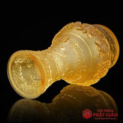 Lọ Hoa Lưu Ly Loại Dày Hoa Sen Nổi, Cao 22cm 2 lo hoa luu ly loai day hoa sen noi cao 22cm vat pham phat giao la boi 6