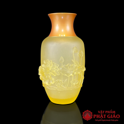 lo hoa luu ly mieng dong vang sen noi cao 30cm vat pham phat giao la boi 2