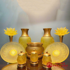 lo hoa luu ly mieng dong vang sen noi cao 30cm vat pham phat giao la boi 7