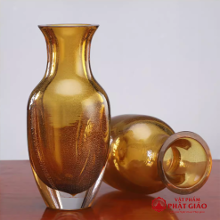 Bộ Đồ Thờ Lưu Ly Kim Ngọc Màu Hổ Phách Cao Cấp 6 lo hoa luu ly quan am kim ngoc mau vang ho phach cao 26cm vat pham phat giao la boi 3 1