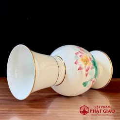 Lọ Hoa Sứ Trắng Sen Hồng Lá Xanh, Nhiều Kích Cỡ 7 lo hoa su trang sen hong la xanh nhieu co vat pham phat giao la boi 5