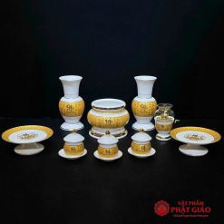 lo hoa su trang tam kinh vang cao 20cm 25cm 30cm vat pham phat giao la boi 7