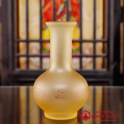 Lọ Hoa Thờ Cúng Lưu Ly Chữ Phật Hoa Sen, Cao 21cm 6 lo hoa tho cung luu ly chu phat hoa sen cao 21cm vat pham phat giao la boi 2