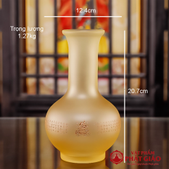 Lọ Hoa Thờ Cúng Lưu Ly Chữ Phật Hoa Sen, Cao 21cm 1 lo hoa tho cung luu ly chu phat hoa sen cao 21cm vat pham phat giao la boi 7