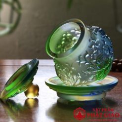 ly nuoc tho luu ly mau xanh cao 9cm vat pham phat giao la boi 6