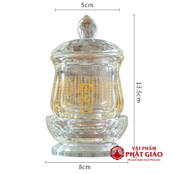 Ly Nước Thờ Pha Lê Đại Bi Thuỷ, Khắc Chú Đại Bi, Cao 13.5cm 6 ly nuoc tho pha le dai bi thuy khac chu dai bi vat pham phat giao la boi 4