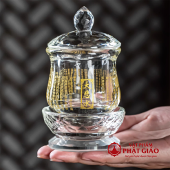 Ly Nước Thờ Pha Lê Đại Bi Thuỷ, Khắc Chú Đại Bi, Cao 13.5cm 4 ly nuoc tho pha le dai bi thuy khac chu dai bi vat pham phat giao la boi 7