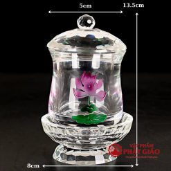 Ly Nước Thờ Pha Lê Hoa Sen Hồng, Cao 13.5cm 4 ly nuoc tho pha le hoa sen hong cao 13 5cm vat pham phat giao la boi 3