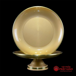 Bộ Đồ Thờ Hoa Sen Chữ Phật Đồng Vàng 4 mam bong hoa sen bang dong dai loan mau vang cao cap vat pham phat giao la boi 2 1