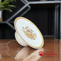 mam bong su trang hoa sen vang duong kinh 20 23cm vat pham phat giao la boi 3