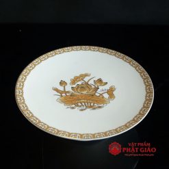 mam bong su trang hoa sen vang duong kinh 20 23cm vat pham phat giao la boi 8