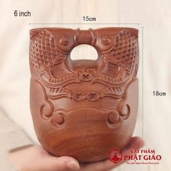Mõ Cao Cấp Bằng Gỗ Hồng Mộc Khắc Song Ngư, Kích Thước Từ 7.5cm-15cm 2 mo cao cap bang go hong moc khac song ngu vat pham phat giao la boi 8