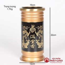 ong dung huong bang dong den hoa tiet rong vang cao 22cm vat pham phat giao la boi 7